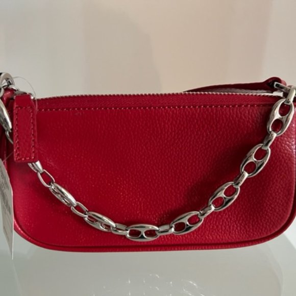 BY FAR Mini Rachel Red Gloss Grained Bag - Picture 12 of 13